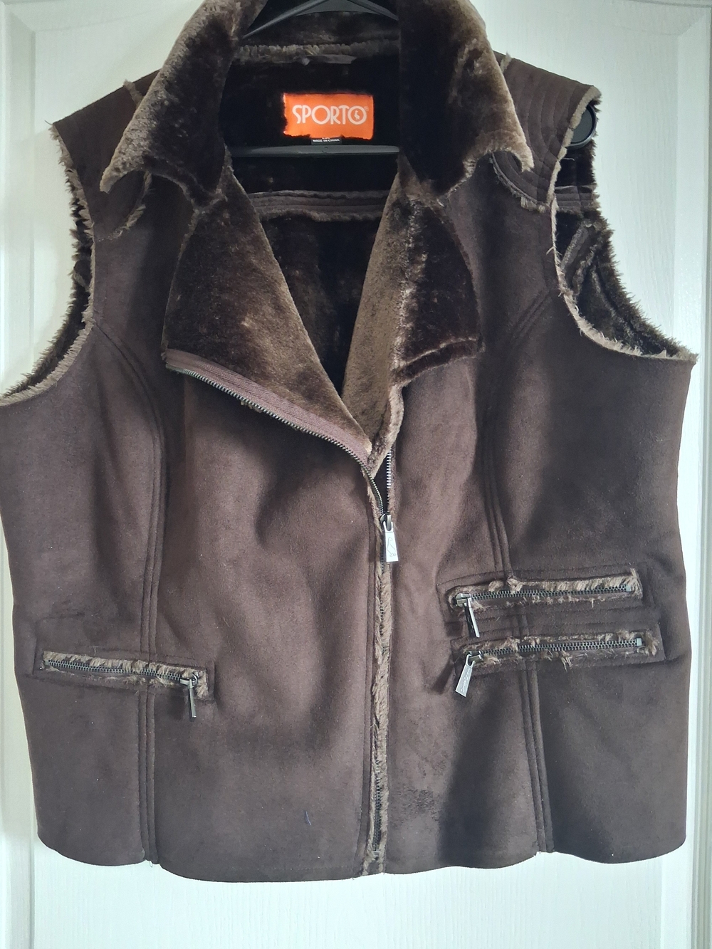 Sporto Women's Brown Faux-Shearling Vest